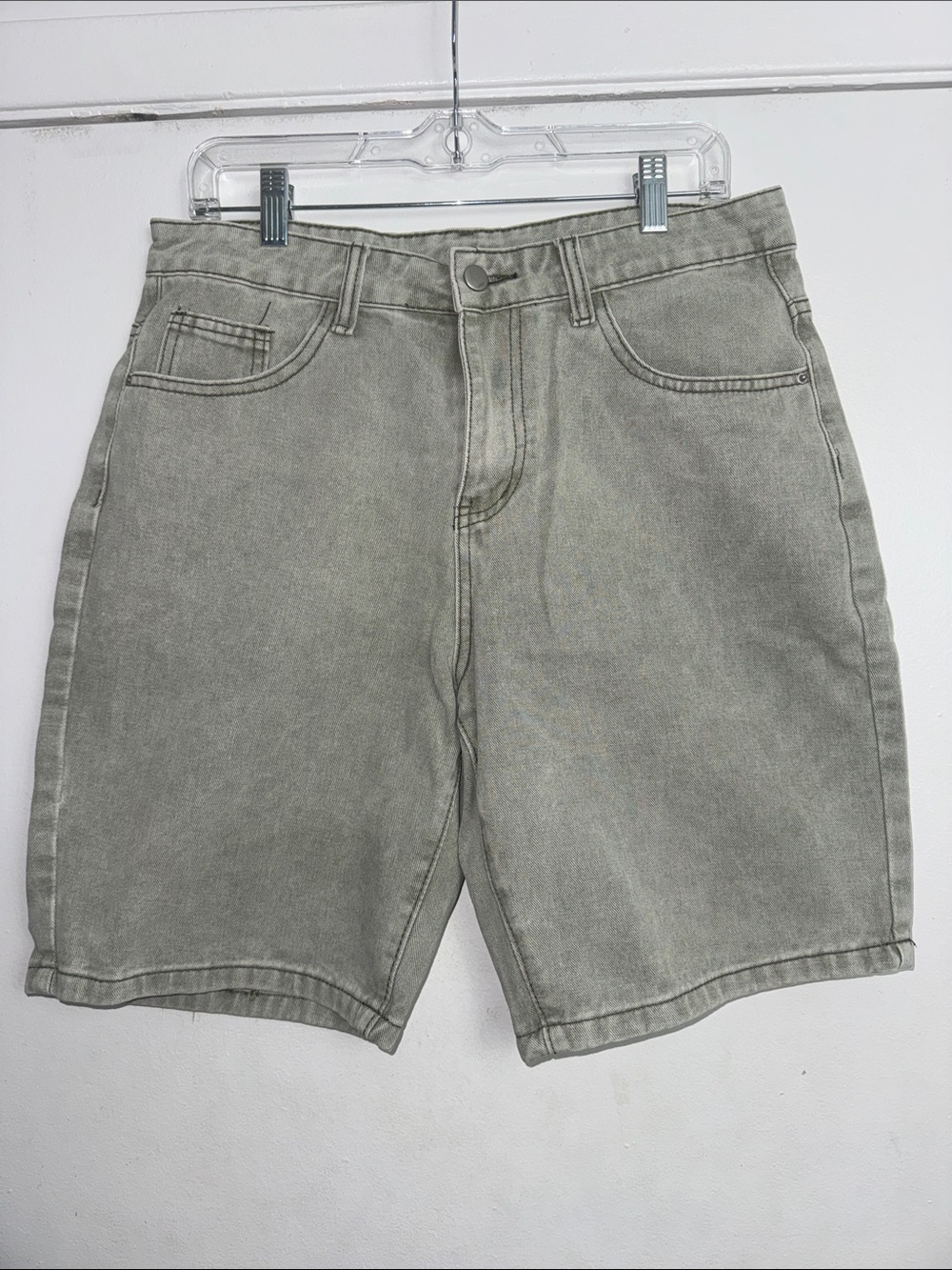 Men's Washed Sage/Light Olive Green Denim Shorts - Relaxed/Classic Five-Pocket